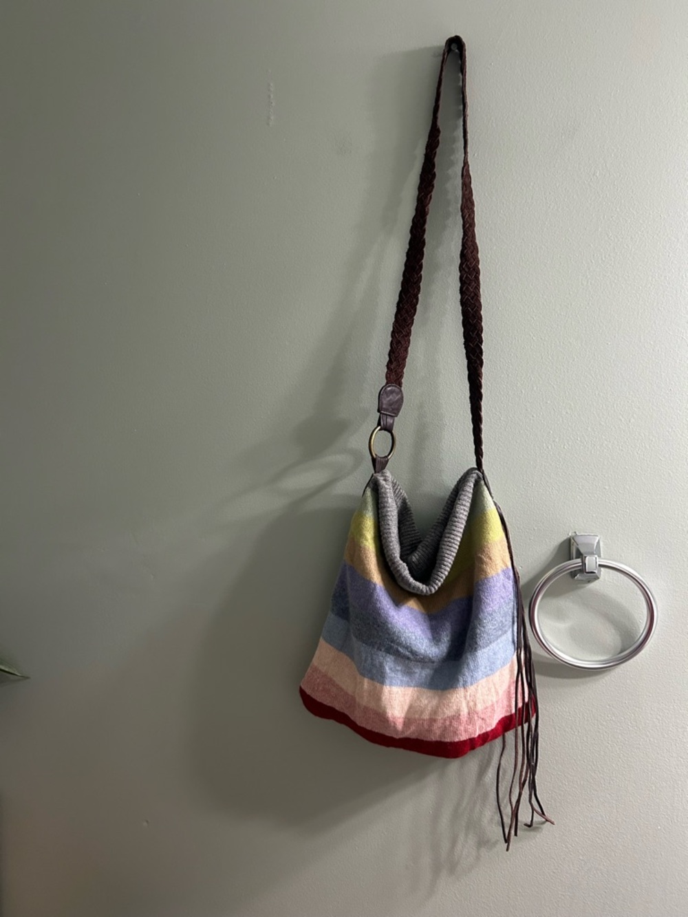 Gap vintage 100% wool and leather crossbody purse Y2K style